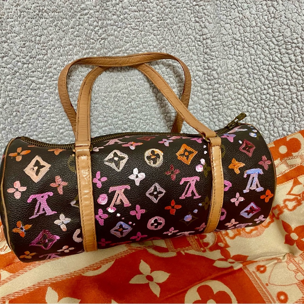 Custom painted Authentic Louis Vuitton Monogram papillon bag